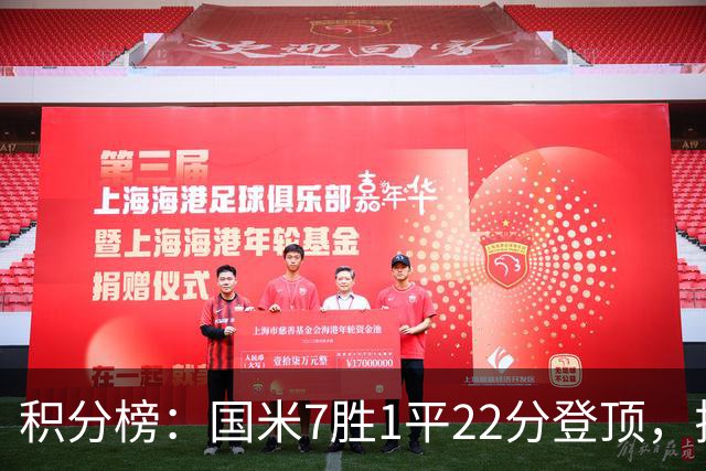 积分榜：国米7胜1平22分登顶，拉齐奥同分第2，紫百合仍居降级区